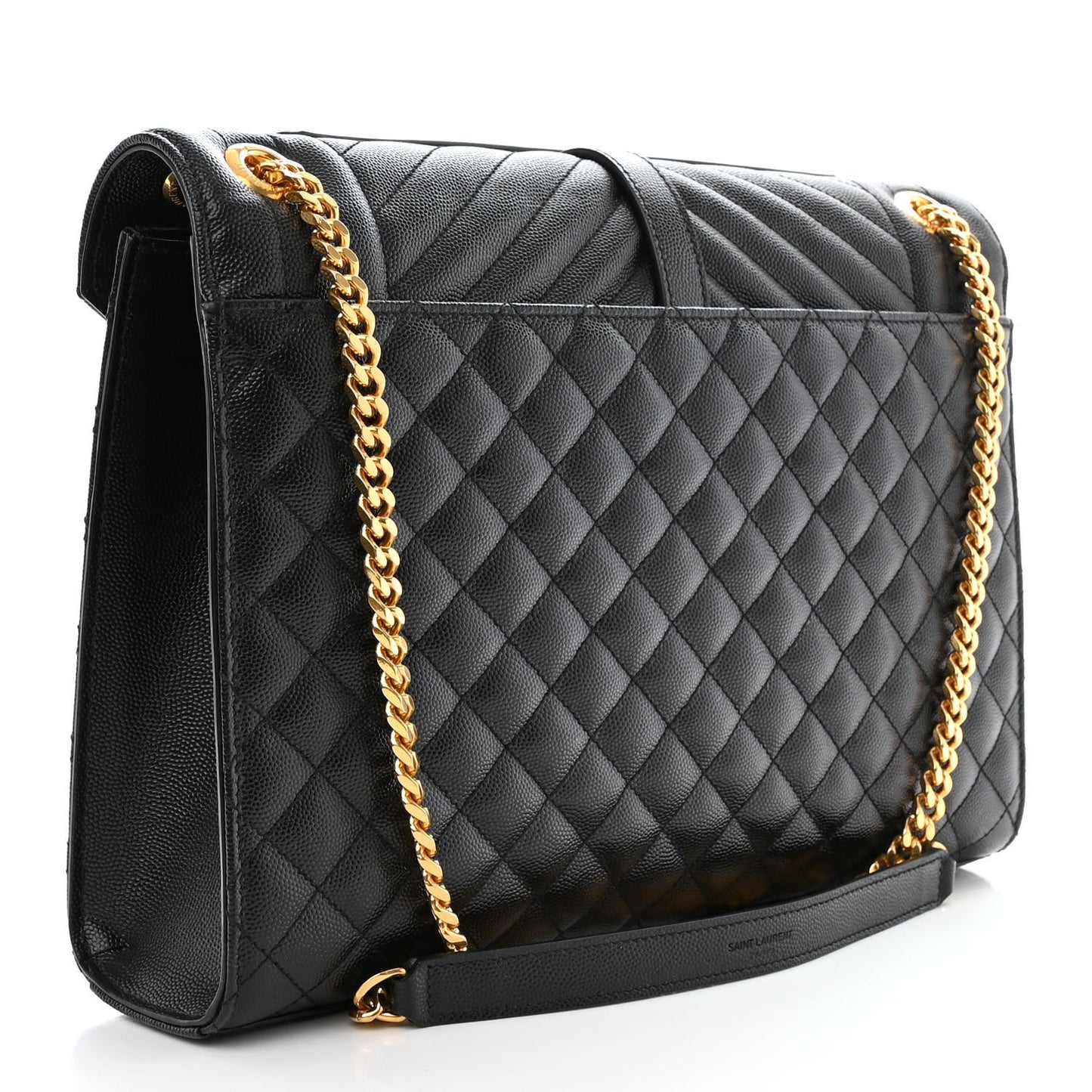 Grain De Poudre Textured Mixed Matelasse Large Triquilt Monogram Satchel Black