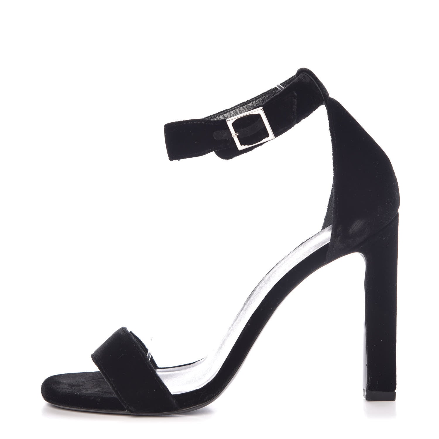 Saint Laurent Velvet Grace 105 Ankle Strap Sandals 40 Black 1 of 9