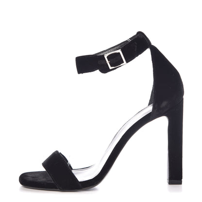 Saint Laurent Velvet Grace 105 Ankle Strap Sandals 40 Black 1 of 9