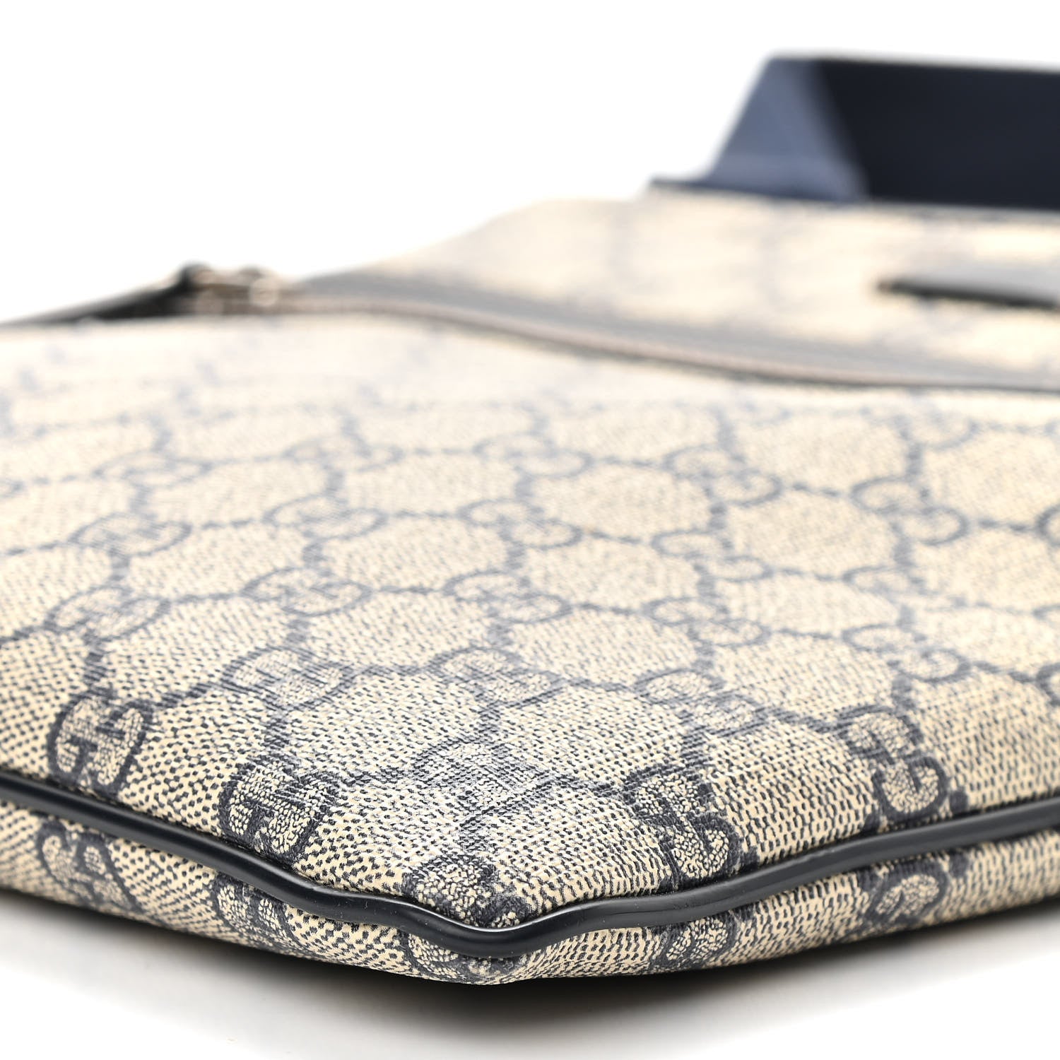 Gucci GG Supreme Monogram Small Flat Side Zip Messenger Bag Beige Blue 10 of 10