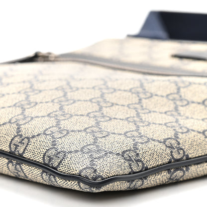 Gucci GG Supreme Monogram Small Flat Side Zip Messenger Bag Beige Blue 10 of 10