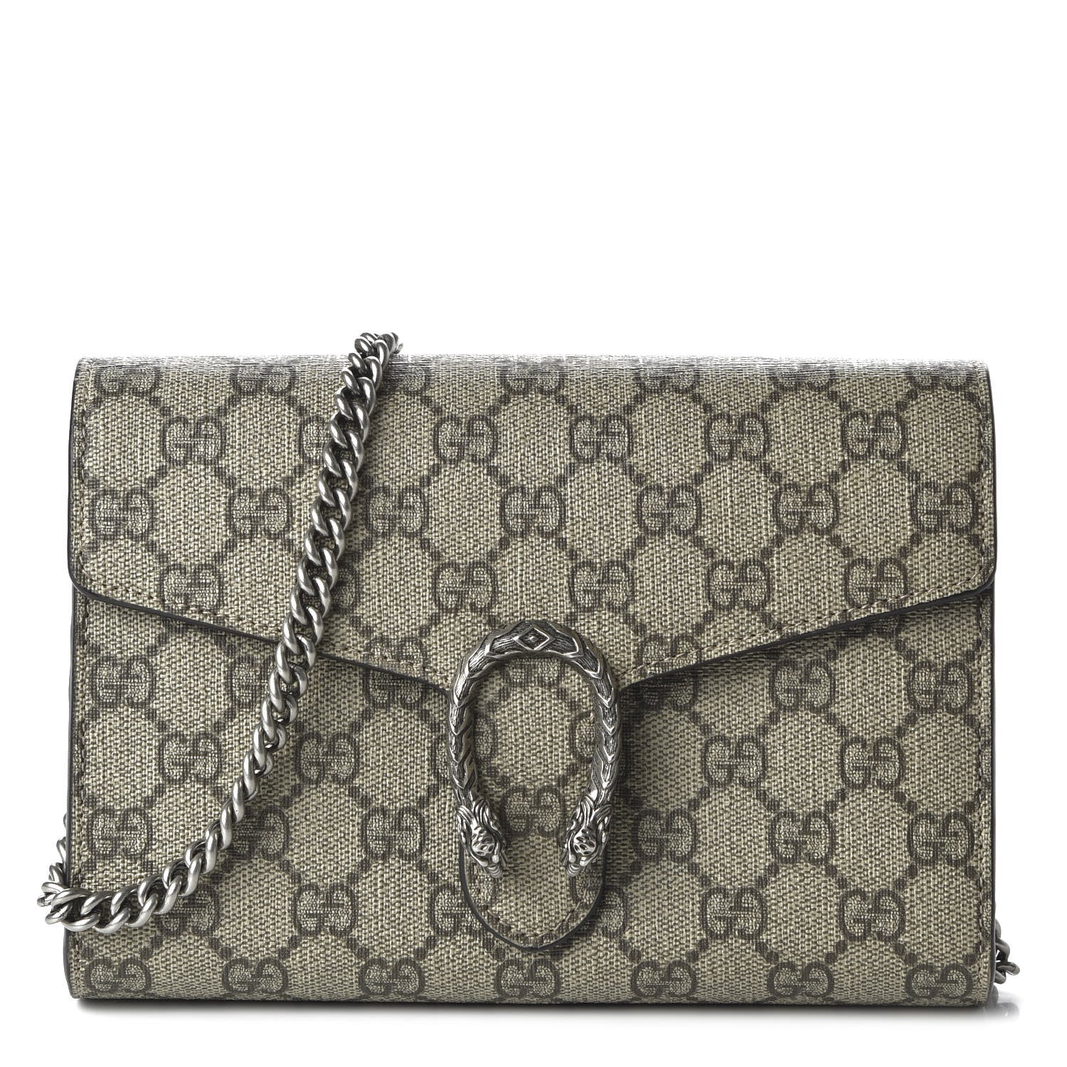 Gucci GG Supreme Monogram Mini Dionysus Chain Wallet Beige Taupe 1 of 9