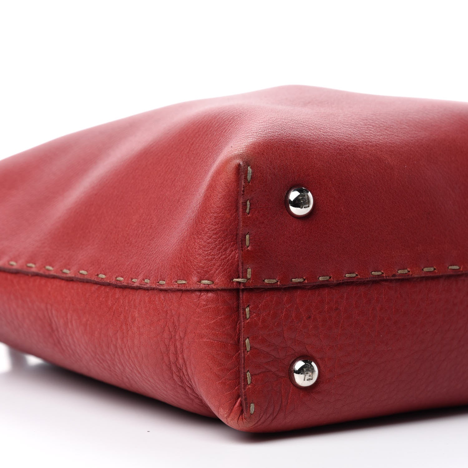 Fendi Calfskin Romano Selleria Tote Red 6 of 16