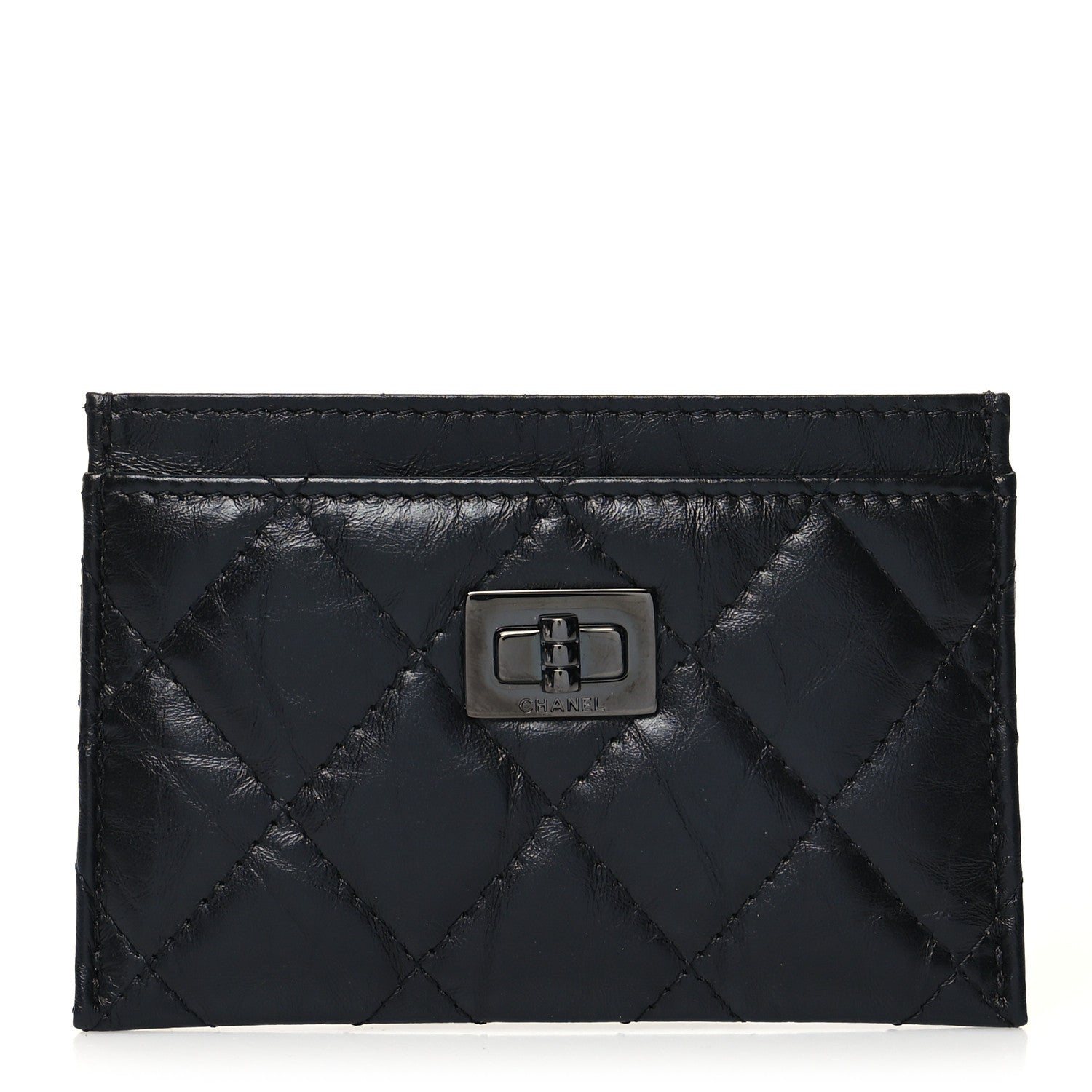 Chanel Aged Calfskin Quilted Reissue Card Holder Black 1 of 11