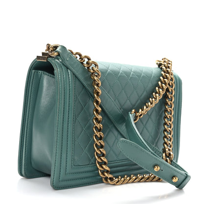Chanel Lambskin Quilted New Medium Boy Flap Green 4 of 10