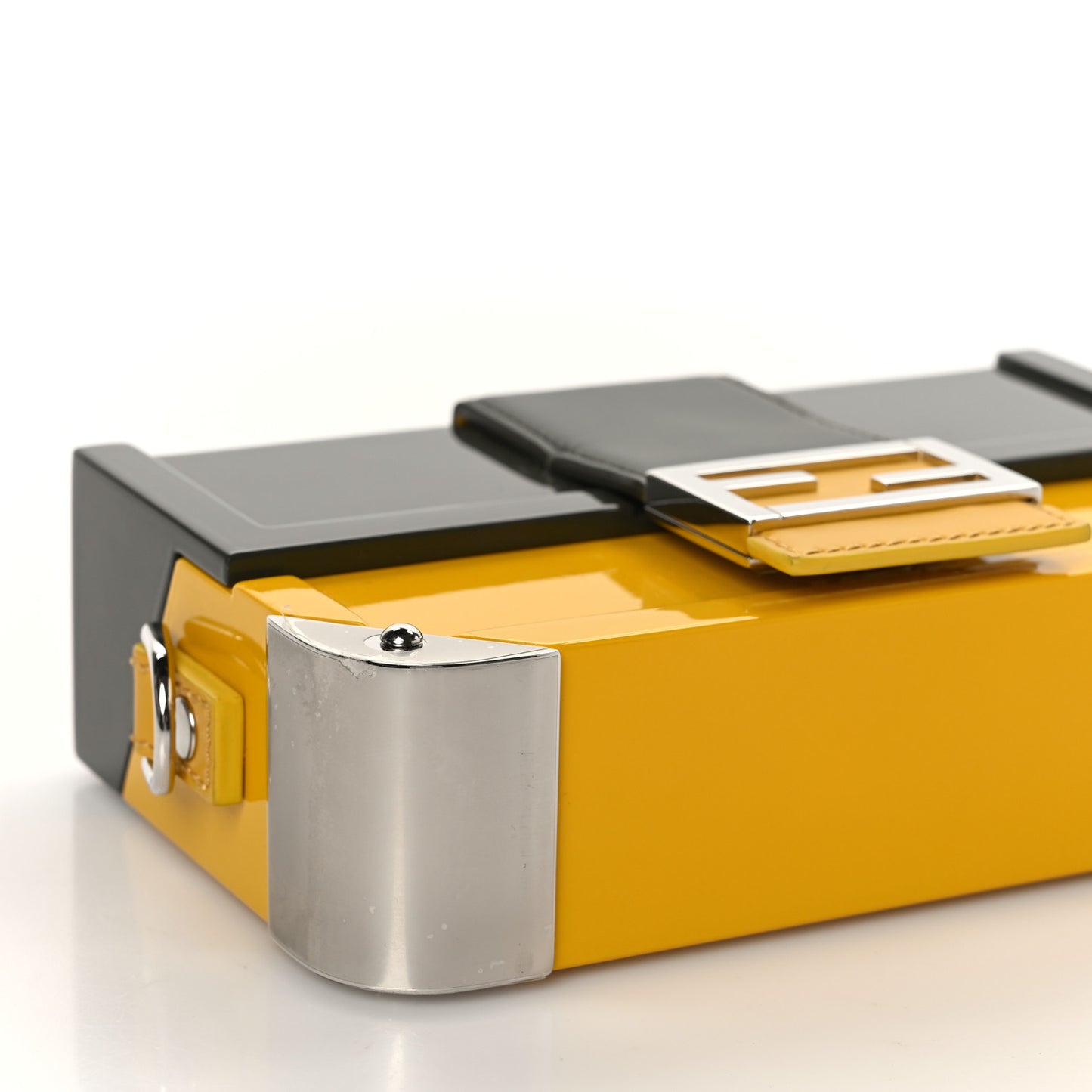 PVC Calfskin Mini Baguette Trunk Military Sunflower