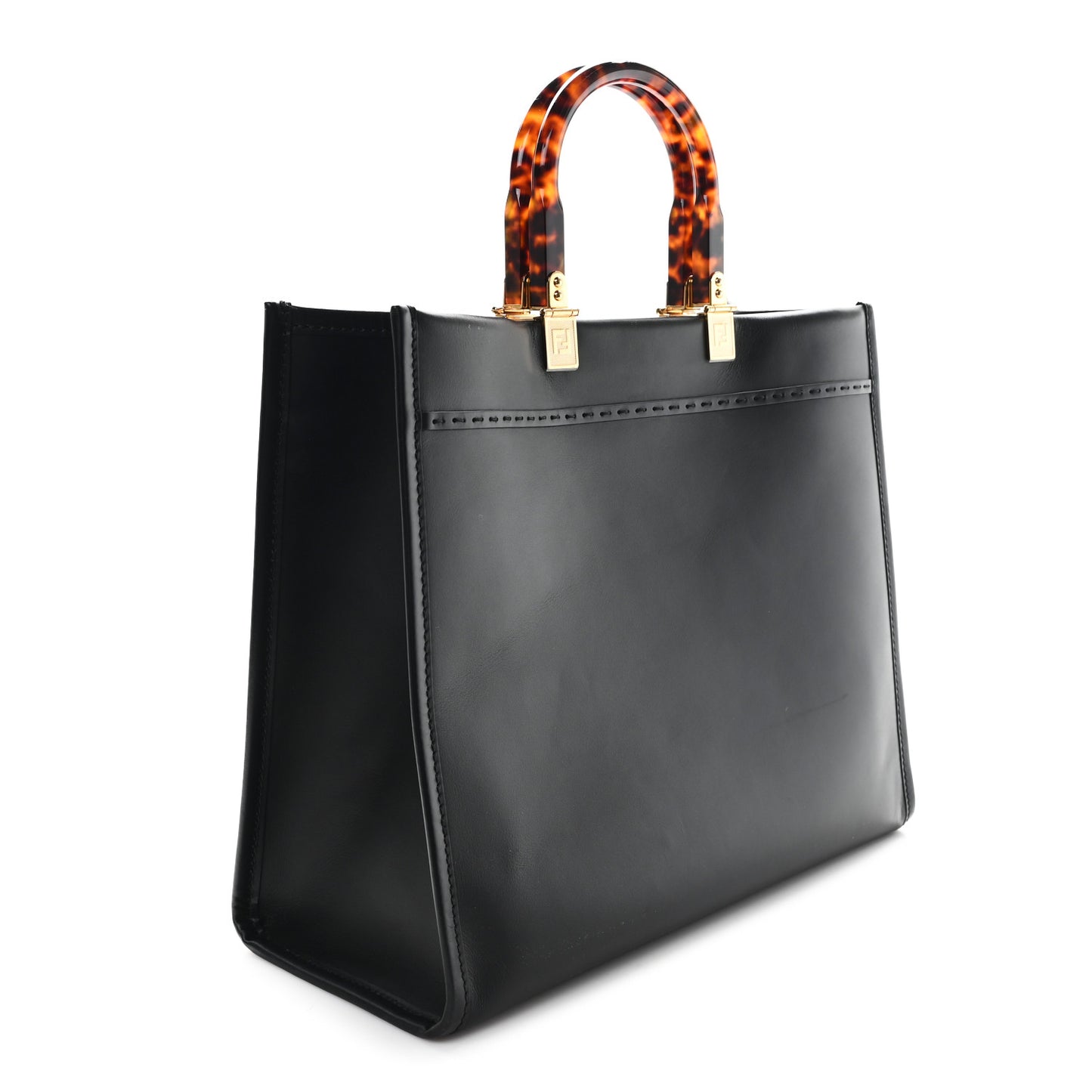 Vitello King Plexiglass Medium Fendi Sunshine Shopper Tote Black