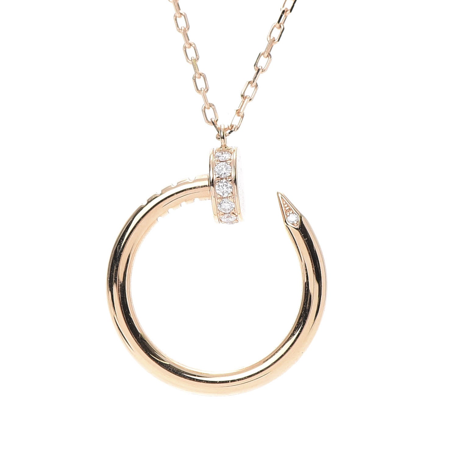 Cartier 18K Pink Gold Diamond Juste Un Clou Pendant Necklace 4 of 5