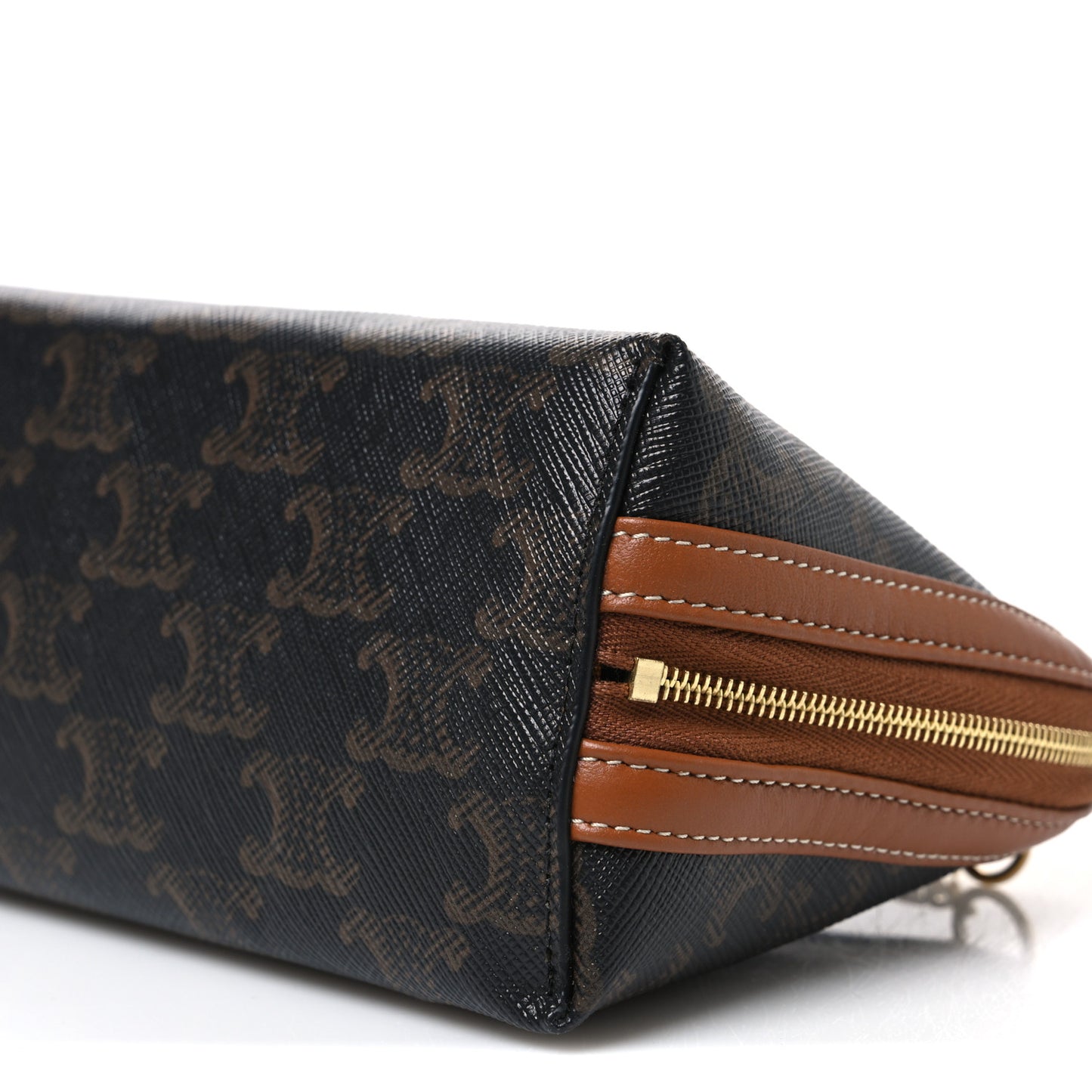 Triomphe Canvas Lambskin Clutch On Chain Tan