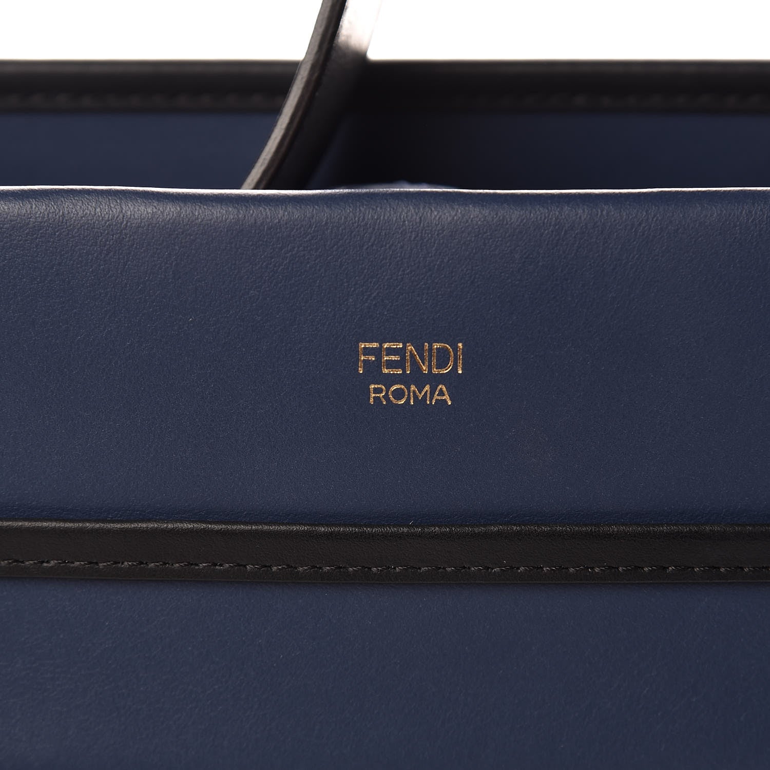 Fendi Vitello Century Opaco F is Fendi Bi-Color Small Runaway Satchel Blu Scuro Black 7 of 10