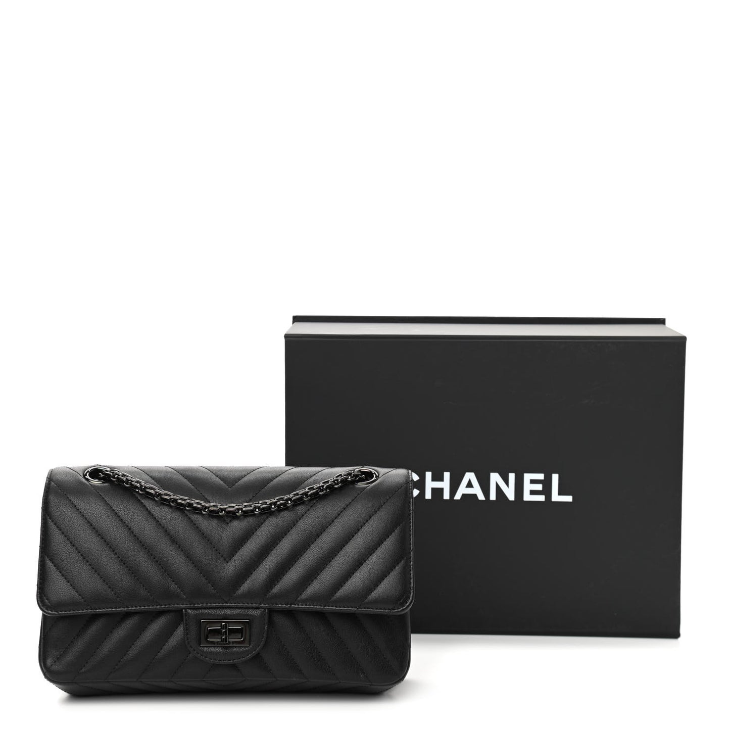 Sheepskin Chevron Quilted 2.55 Reissue 225 Double Flap So Black