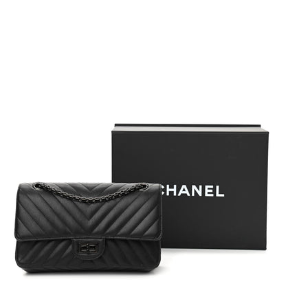 Chanel Sheepskin Chevron Quilted 2.55 Reissue 225 Double Flap So Black 11 of 11
