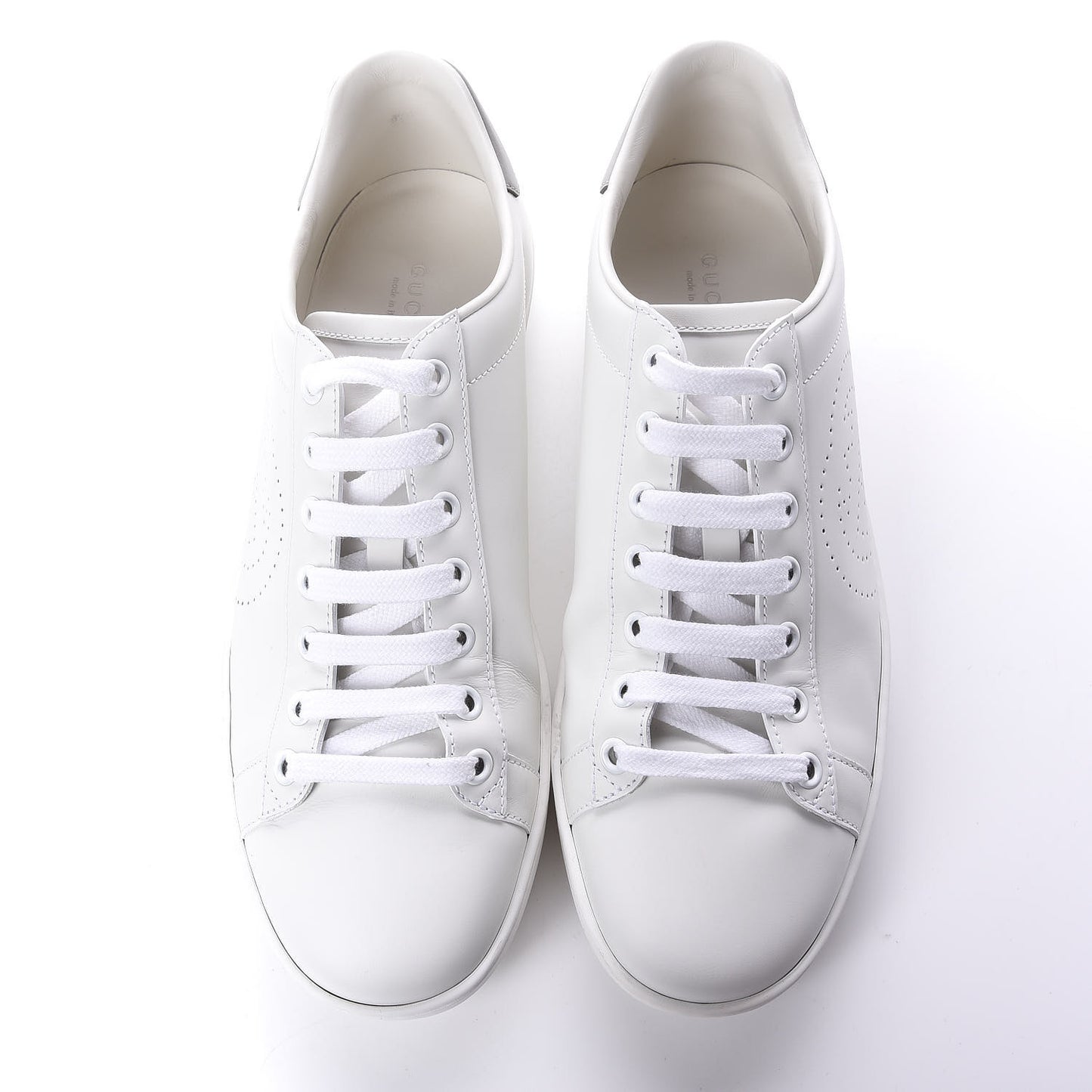 Calfskin Interlocking G Perforated Womens Ace Sneakers 38.5 White Grey Sky