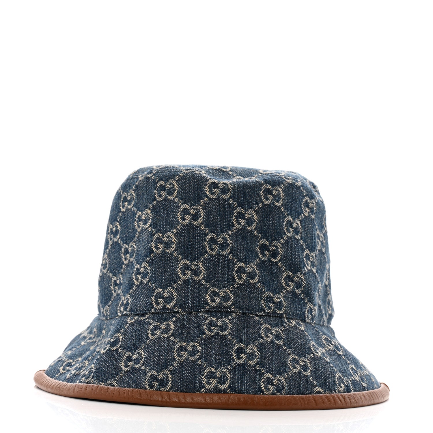 Gucci Washed Jacquard Denim Nappa GG Monogram Oscar Bucket Hat M Denim Cuir 4 of 10