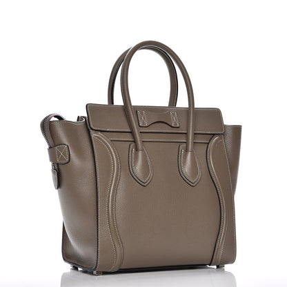 Celine Drummed Calfskin Micro Luggage Souris 3 of 7