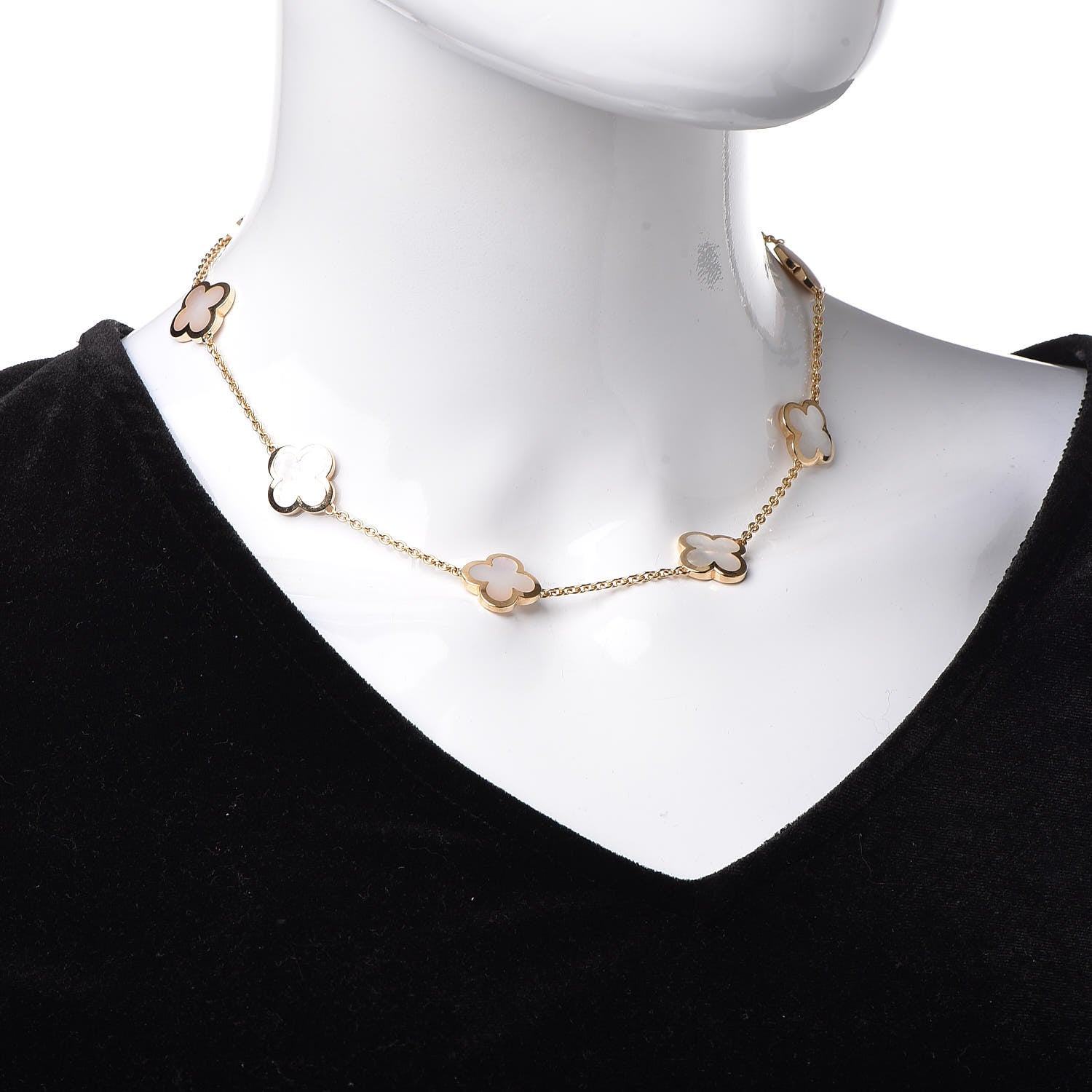 Van Cleef & Arpels 18K Yellow Gold Mother of Pearl 9 Motifs Pure Alhambra Pendant Necklace 2 of 6