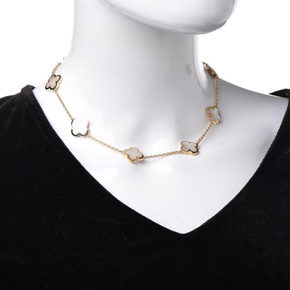 Van Cleef & Arpels 18K Yellow Gold Mother of Pearl 9 Motifs Pure Alhambra Pendant Necklace 2 of 6