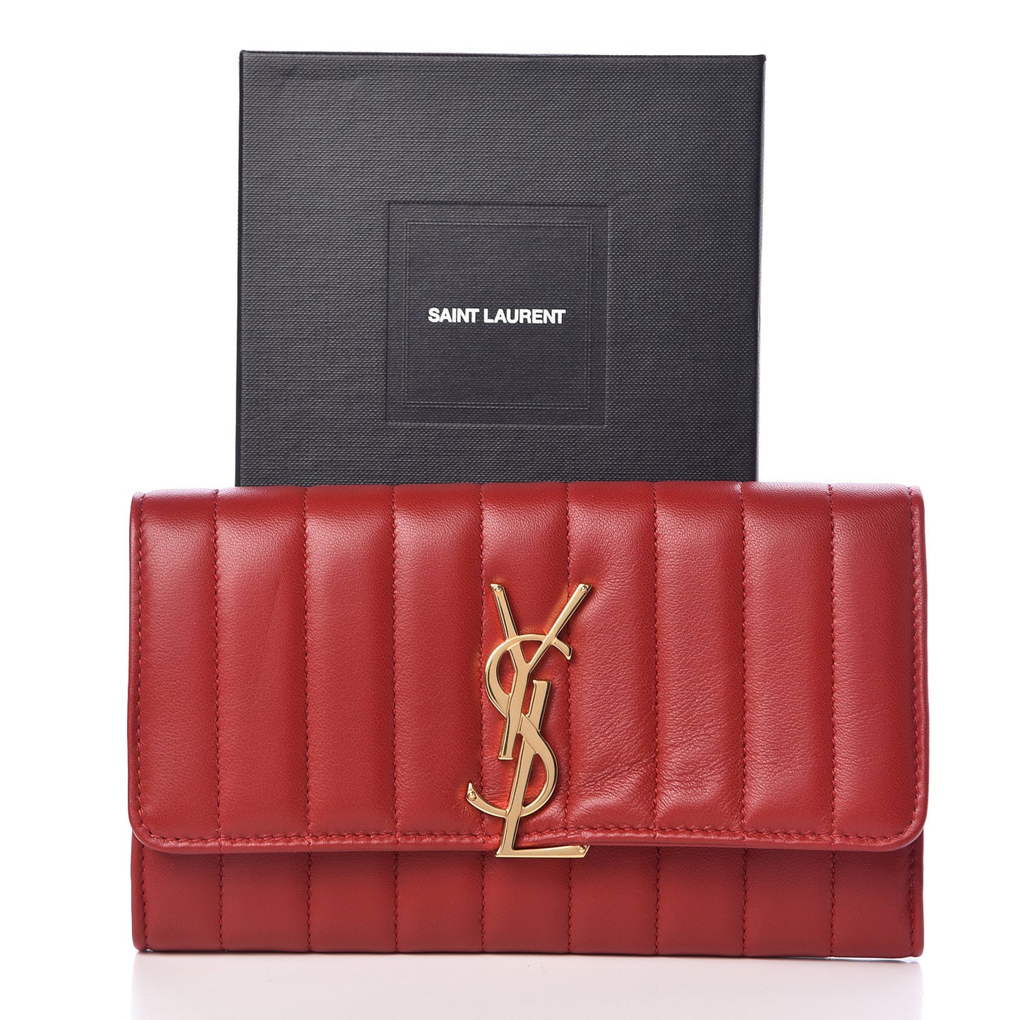 Lambskin Matelasse Monogram Large Vicky Continental Wallet Rouge Eros