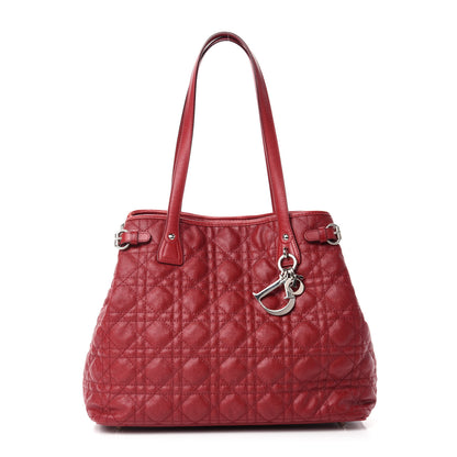 Christian Dior Coated Canvas Cannage Medium Panarea Tote Red 1 of 13