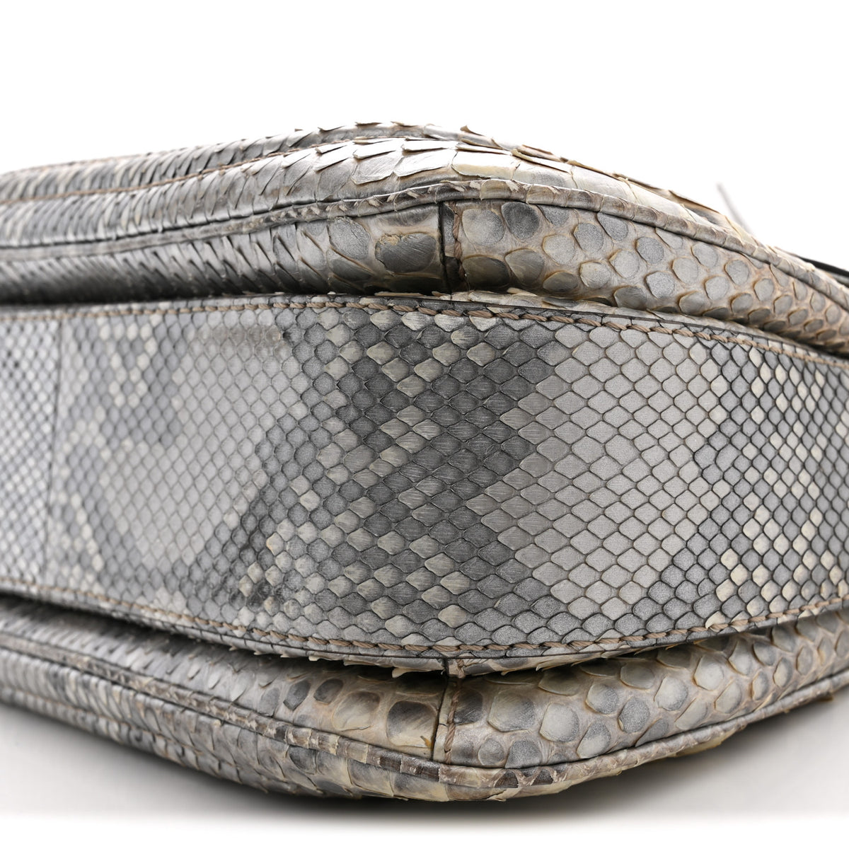 Metallic Snakeskin Medium New Bamboo Top Handle Bag Silver Multicolor