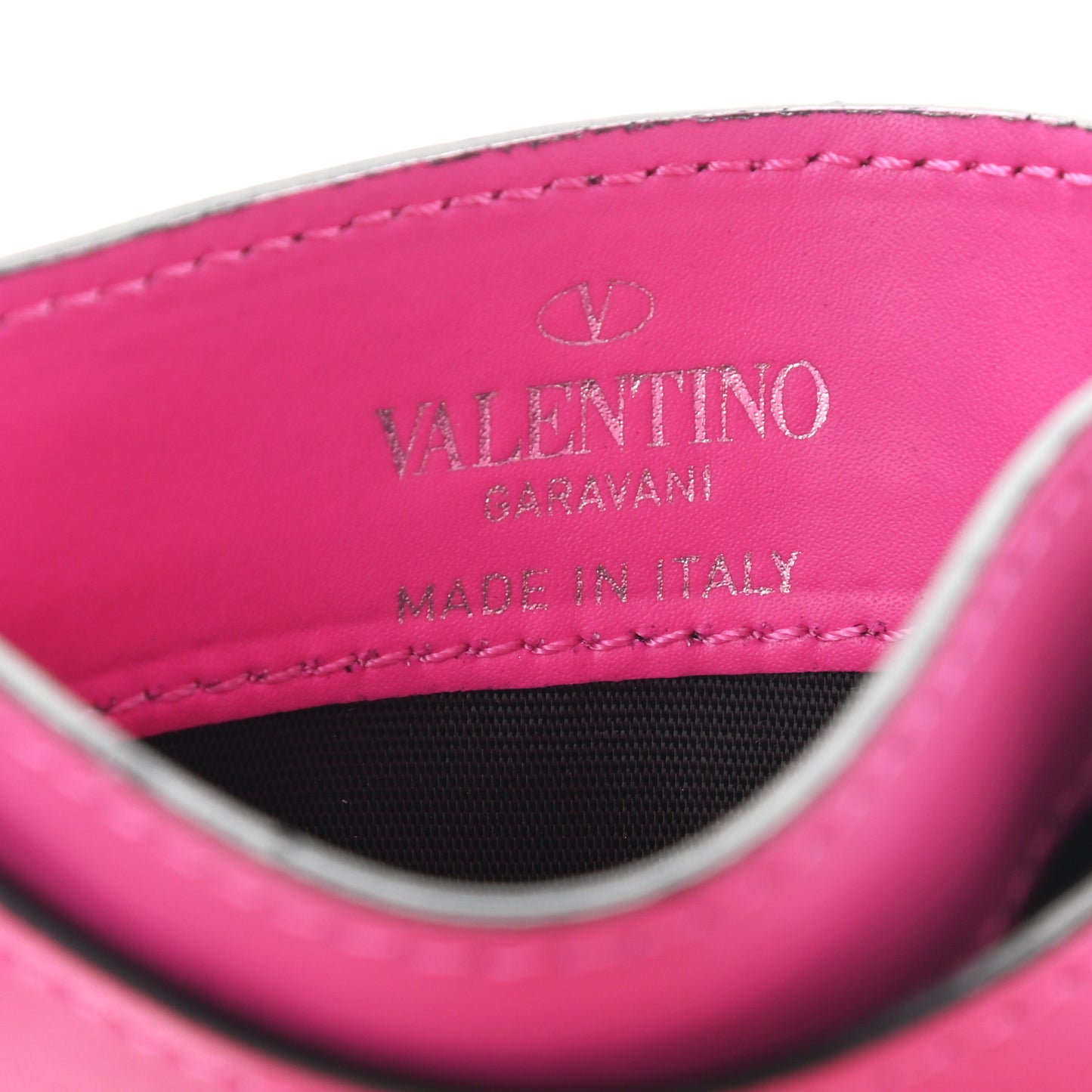 Calfskin VLTN Card Holder Pink