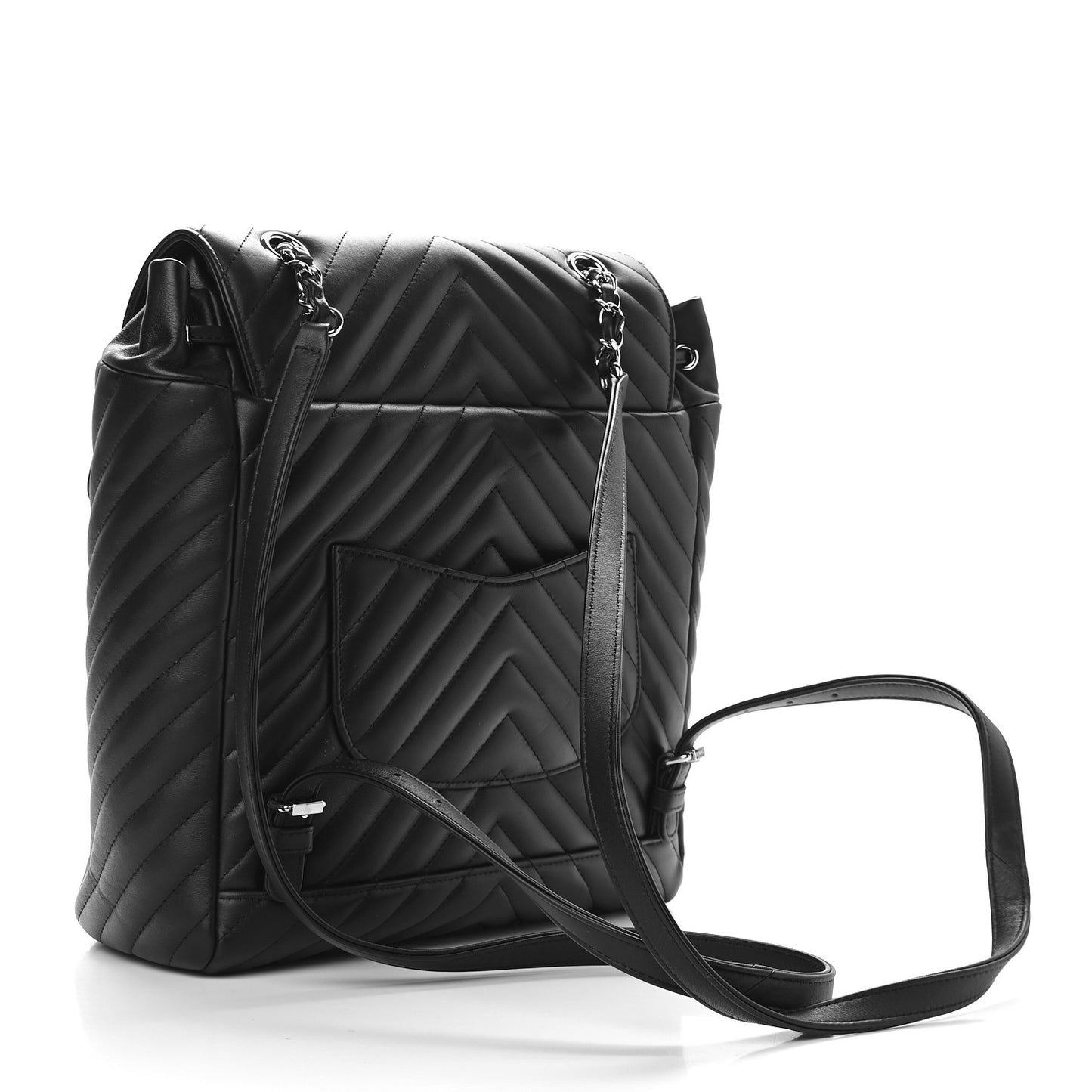 Calfskin Chevron Quilted Large Urban Spirit Backpack Black