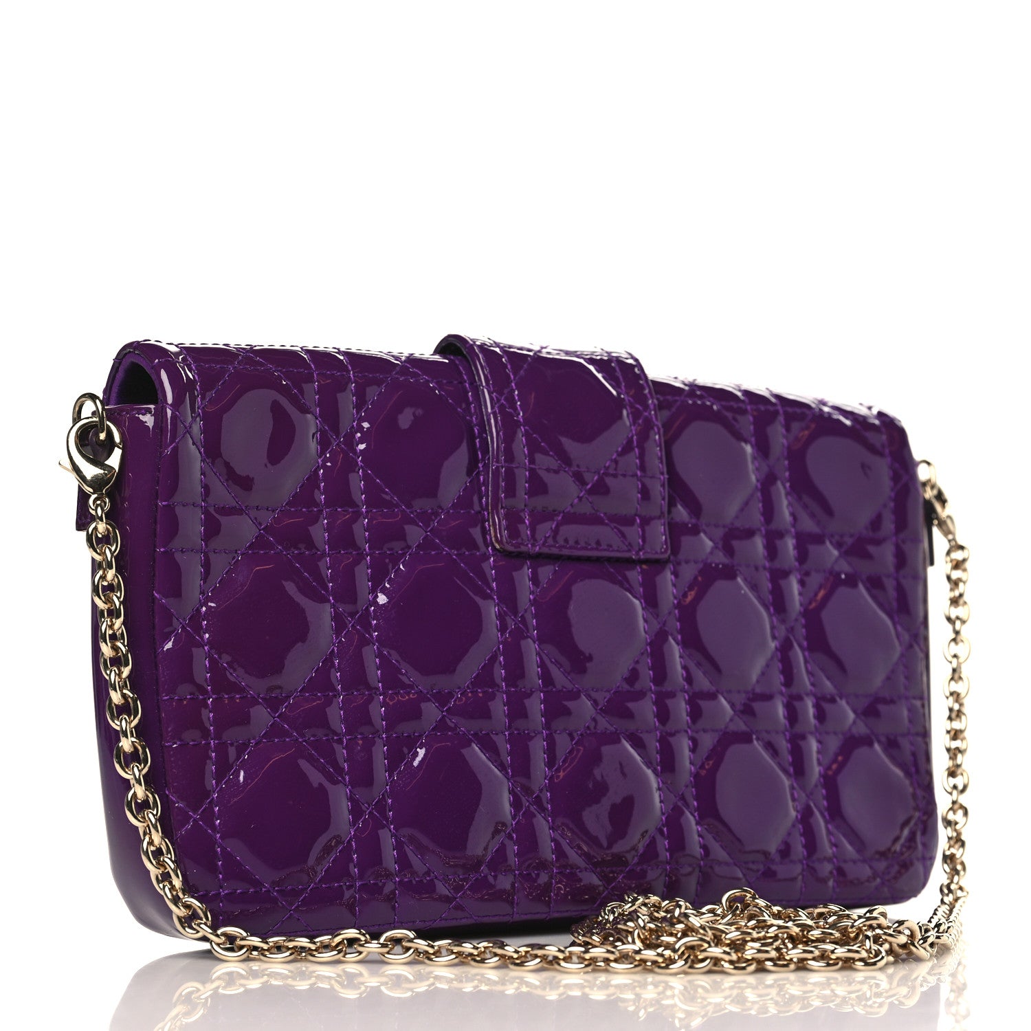 Christian Dior Patent Cannage New Lock Pouch Purple 3 of 9