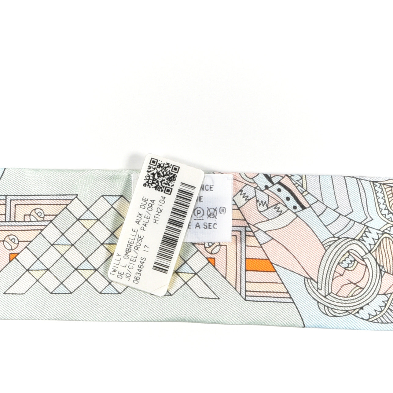 Hermes Silk De l'Ombrelle Aux Duels Twilly Ciel Rose Pale Orange 3 of 3