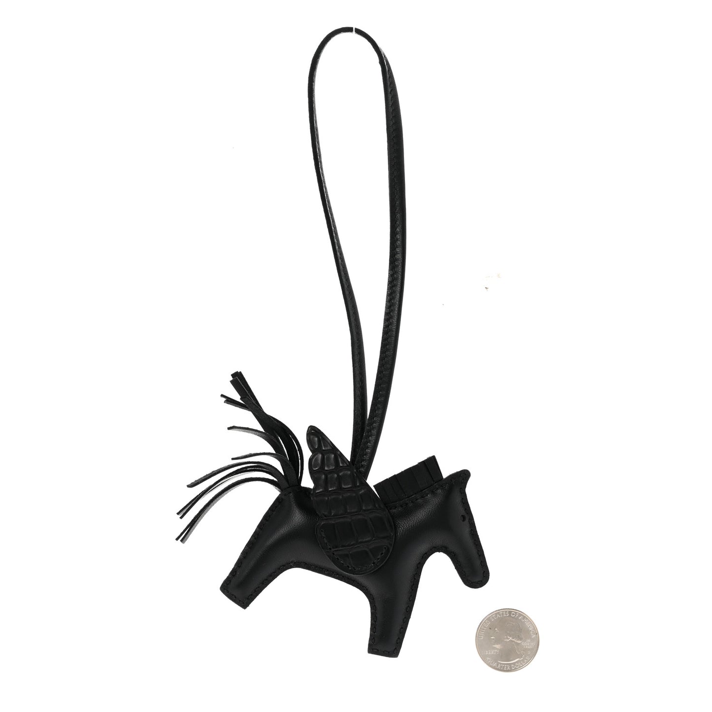 Milo Lambskin Lizard Touch Grigri Rodeo Pegase Horse Bag Charm PM So Black