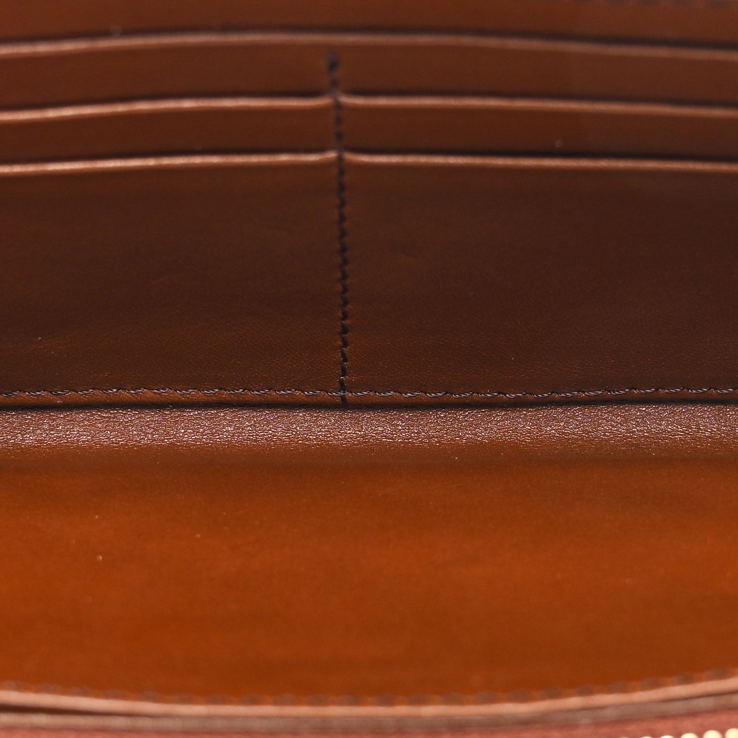 House Check Bridle Calfskin Ziggy Zip Around Wallet Dark Tan