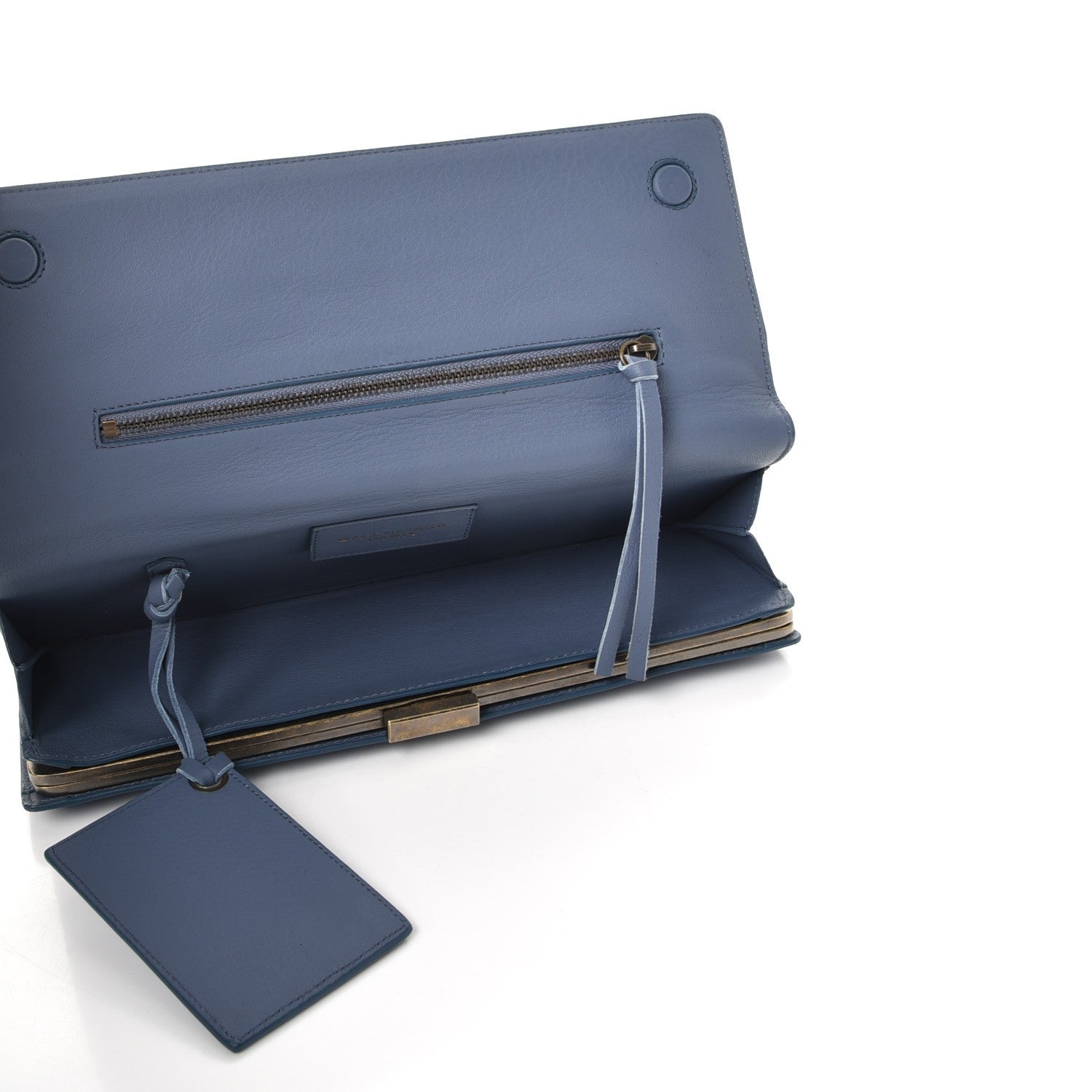 Balenciaga Calfskin Papier Wand Clutch Petroleu Bleu 6 of 10