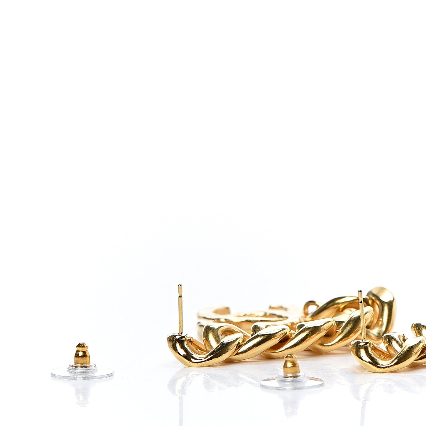 Metal CC Pick Drop Earrings Gold