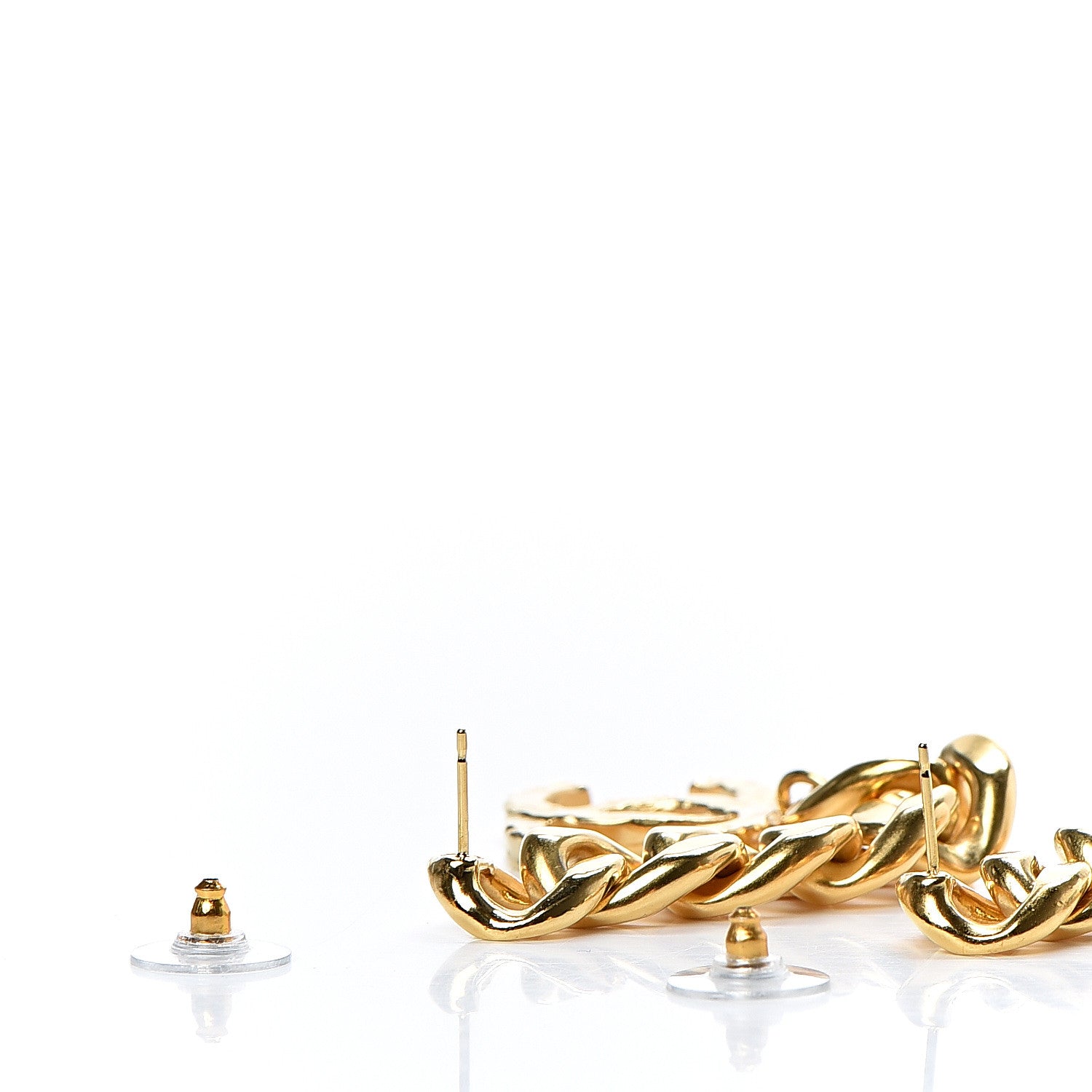 Chanel Metal CC Pick Drop Earrings Gold 3 of 5