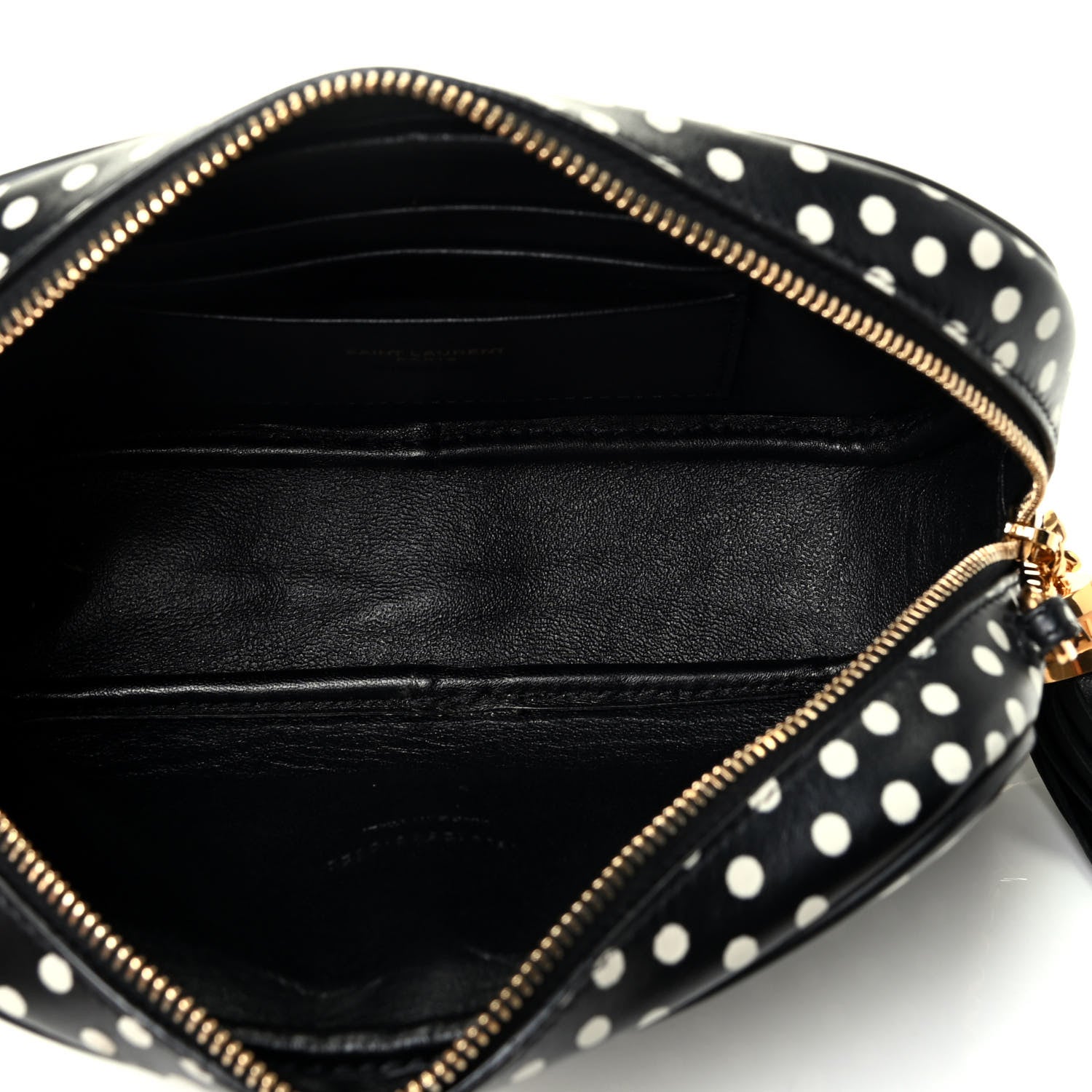 Saint Laurent Calfskin Printed Polka Dot Mini Lou Camera Bag Black Crema Soft 4 of 4