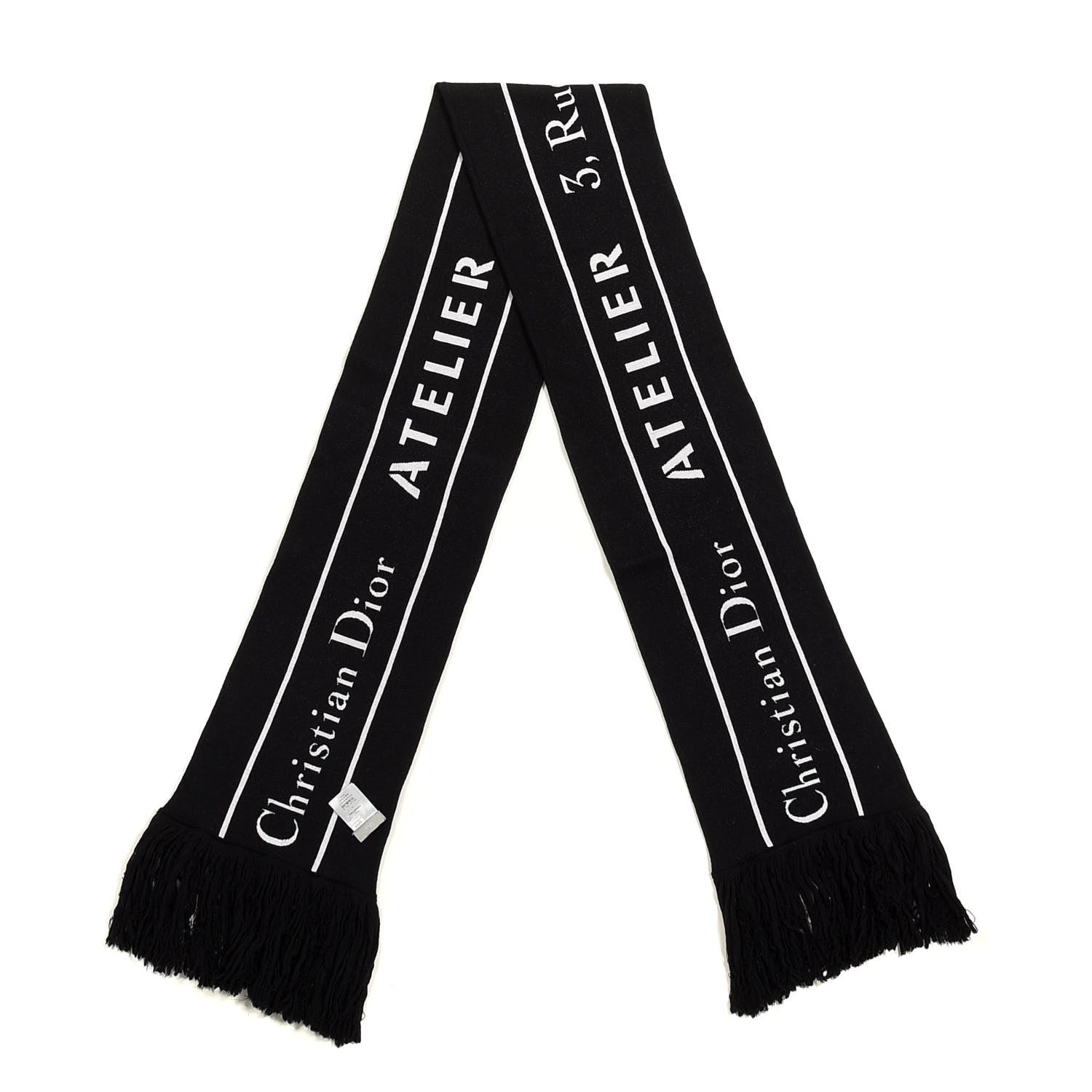 Christian Dior Homme Wool Logo Scarf Black 2 of 3