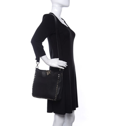 Valentino Garavani Pebbled Calfskin Small Rockstud Flip-Lock Messenger Bag Black 2 of 9