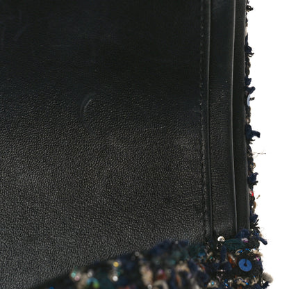 Chanel Glittered Tweed Quilted Medium Double Flap Navy Blue Multicolor 11 of 14