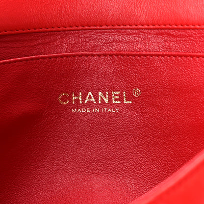 Chanel Lambskin Quilted Clutch With Chain Flap Red 6 of 11