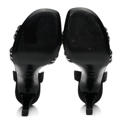 Hermes Suede Goatskin Embellished Ella 105 Sandals 38.5 Black 5 of 11