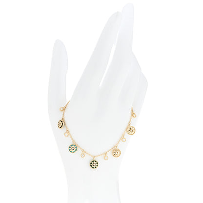 Christian Dior 18K Yellow Gold Diamond Mother of Pearl Multi Gemstone Rose Des Vents Charm Bracelet 2 of 4