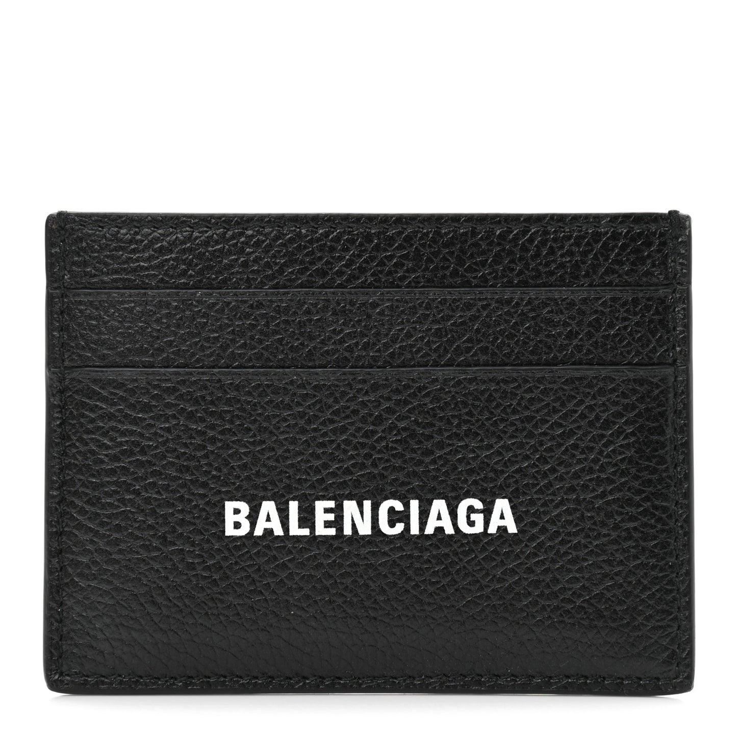 Grained Calfskin Logo Cash Card Holder Black White