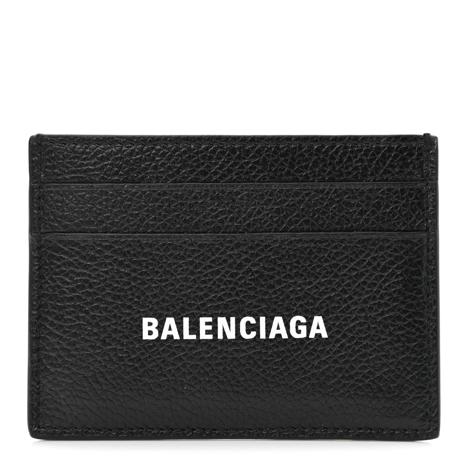 Balenciaga Grained Calfskin Logo Cash Card Holder Black White 1 of 7