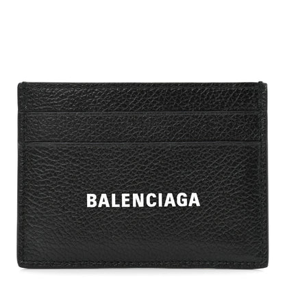 Balenciaga Grained Calfskin Logo Cash Card Holder Black White 1 of 7