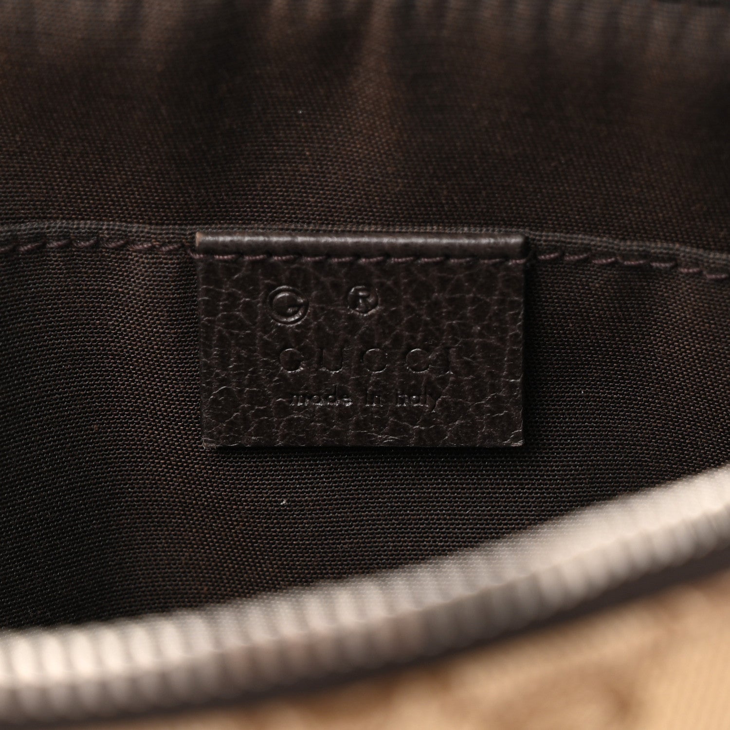 Gucci Monogram Dollar Calfskin Belt Bag Beige Ebony Testa di Moro Marrone Scuro 6 of 10