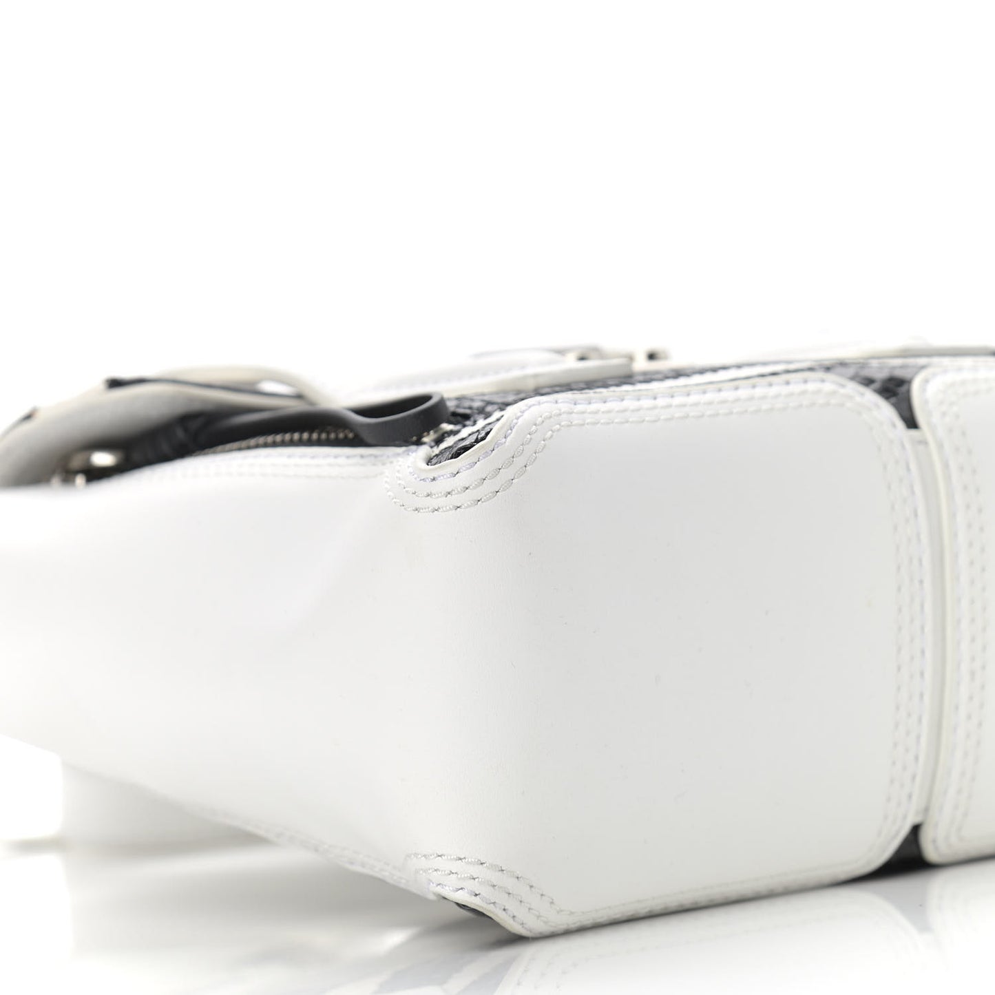 Snakeskin Calfskin Mini Pashli Satchel Black White