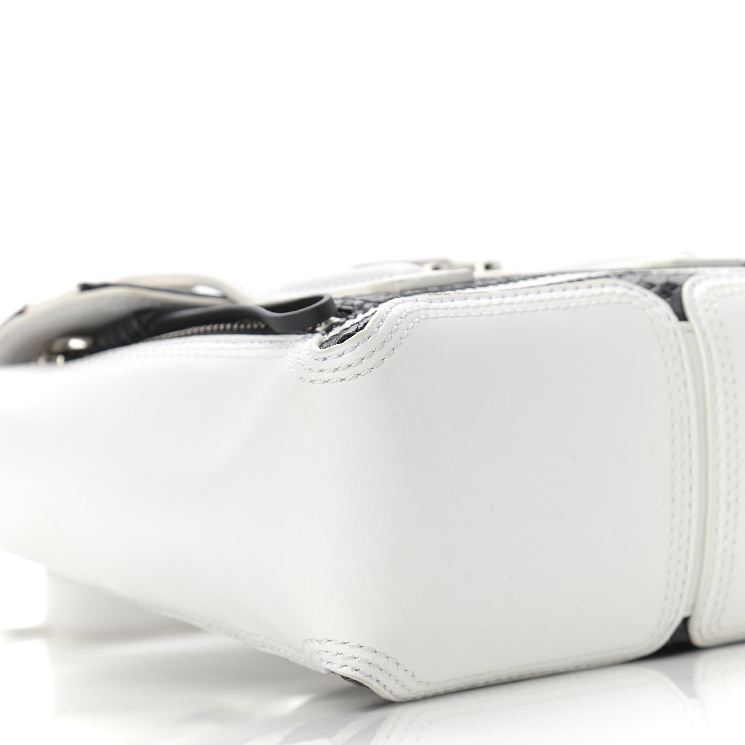 3.1 Phillip Lim Snakeskin Calfskin Mini Pashli Satchel Black White 8 of 13