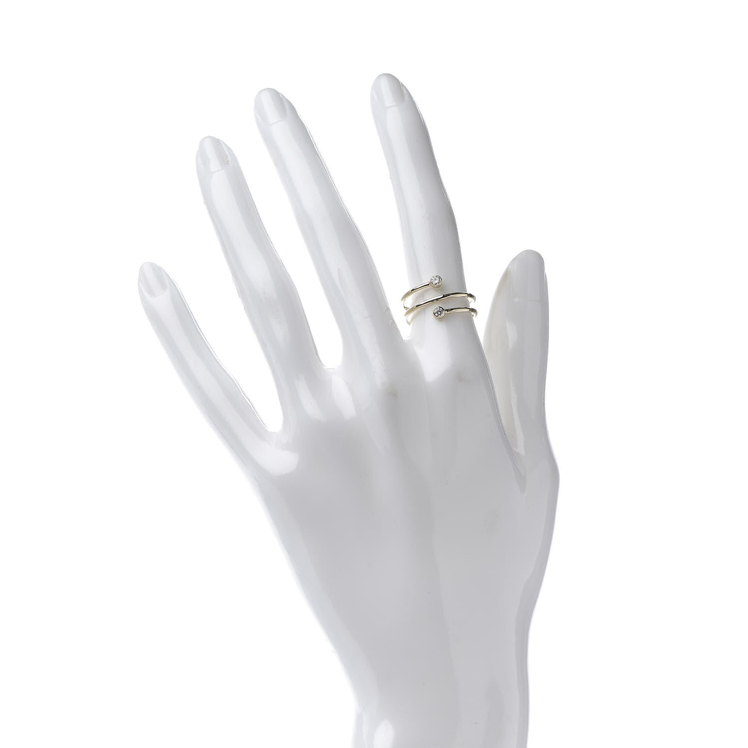 Tiffany 18K Yellow Gold Diamond Elsa Peretti Double Hoop Ring 52 6 2 of 5