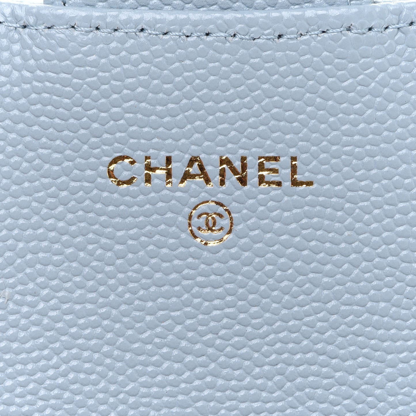 Caviar Quilted Flap Card Holder Wallet Light Blue