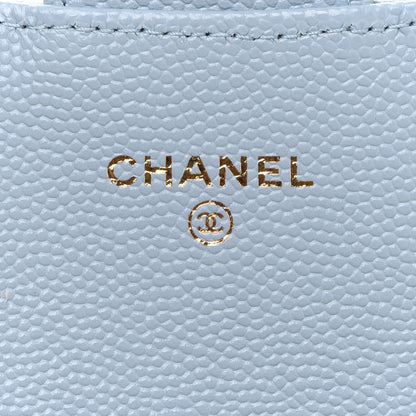 Chanel Caviar Quilted Flap Card Holder Wallet Light Blue 6 of 9