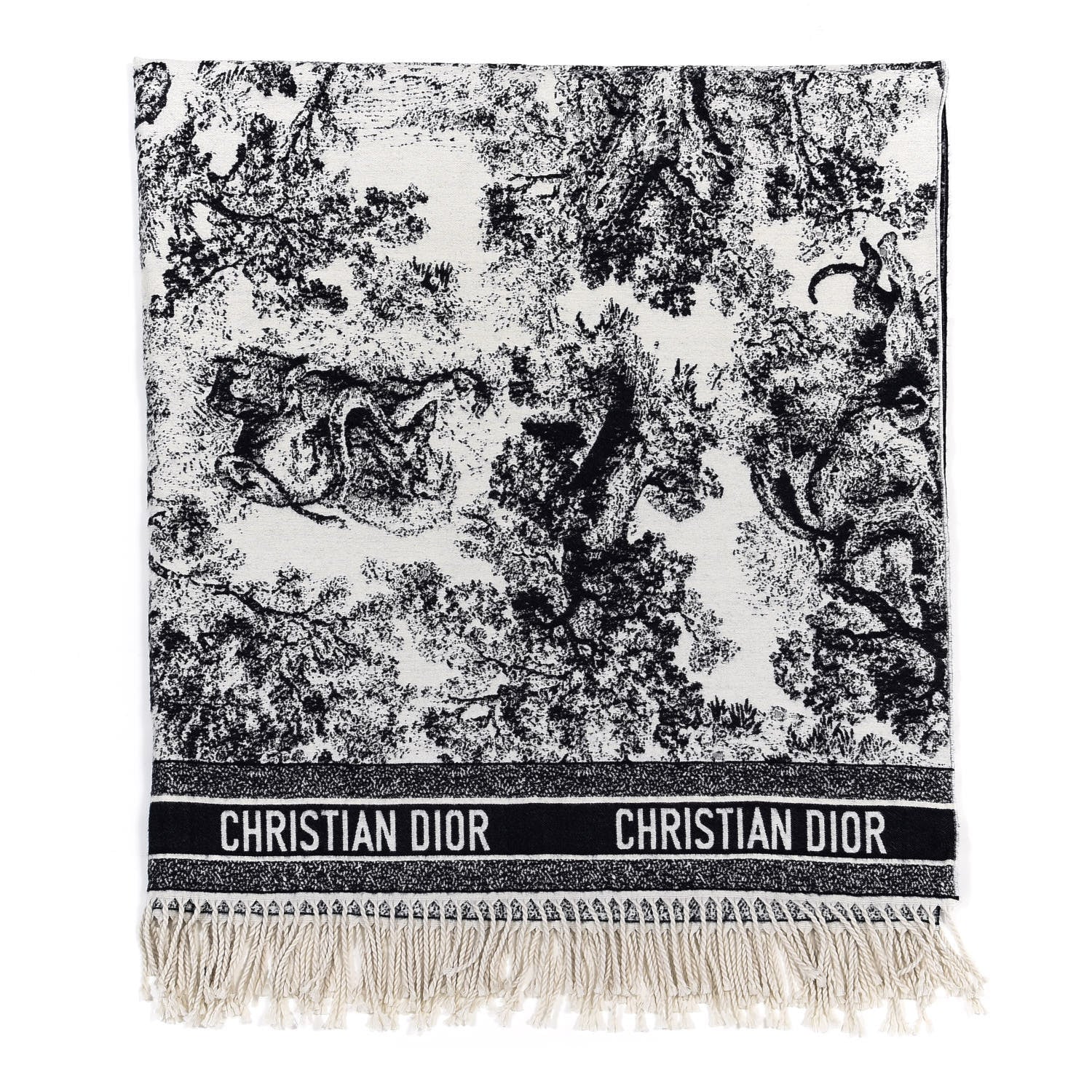 Christian Dior Wool Cashmere Dioriviera Toile De Jouy Throw Blue 1 of 6